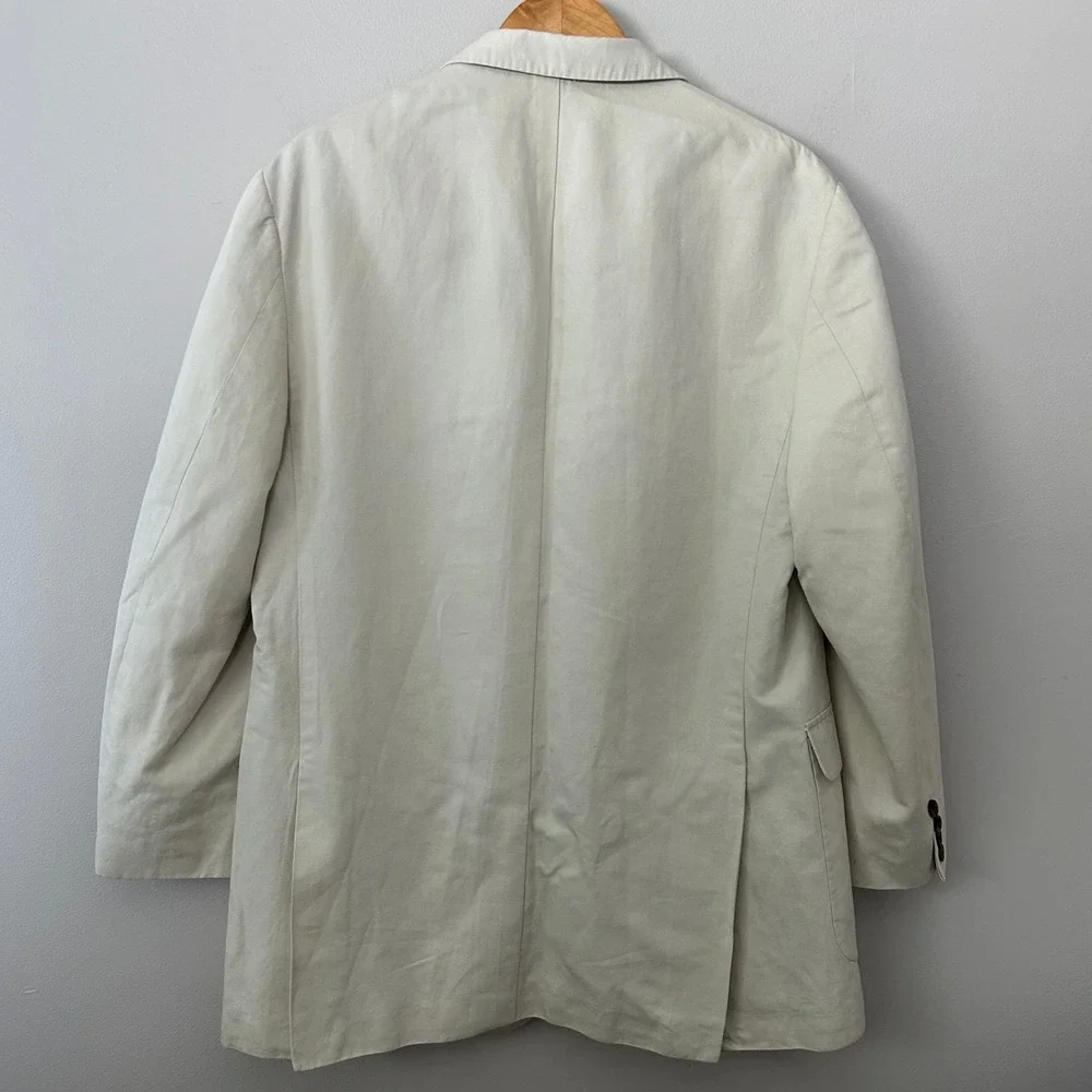 Brooks Brothers Blazer Mens L Cream Linen Blend Lined Jacket Sport Coat Irish - Picture 2 of 13